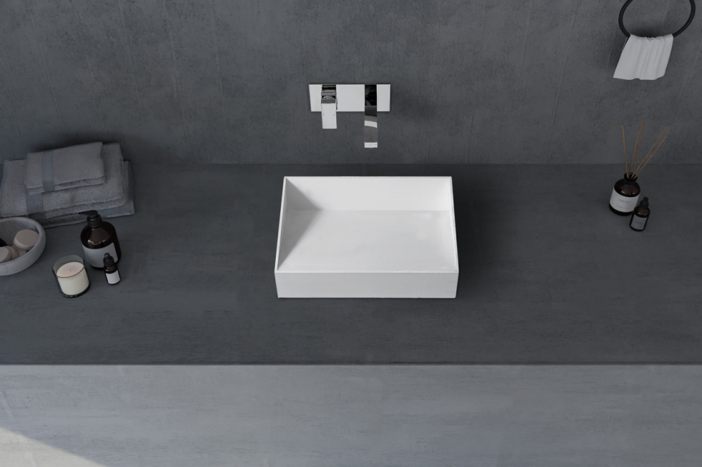 Раковина накладная Abber Stein AS2623 60x35x12 (белый матовый), искусственный камень