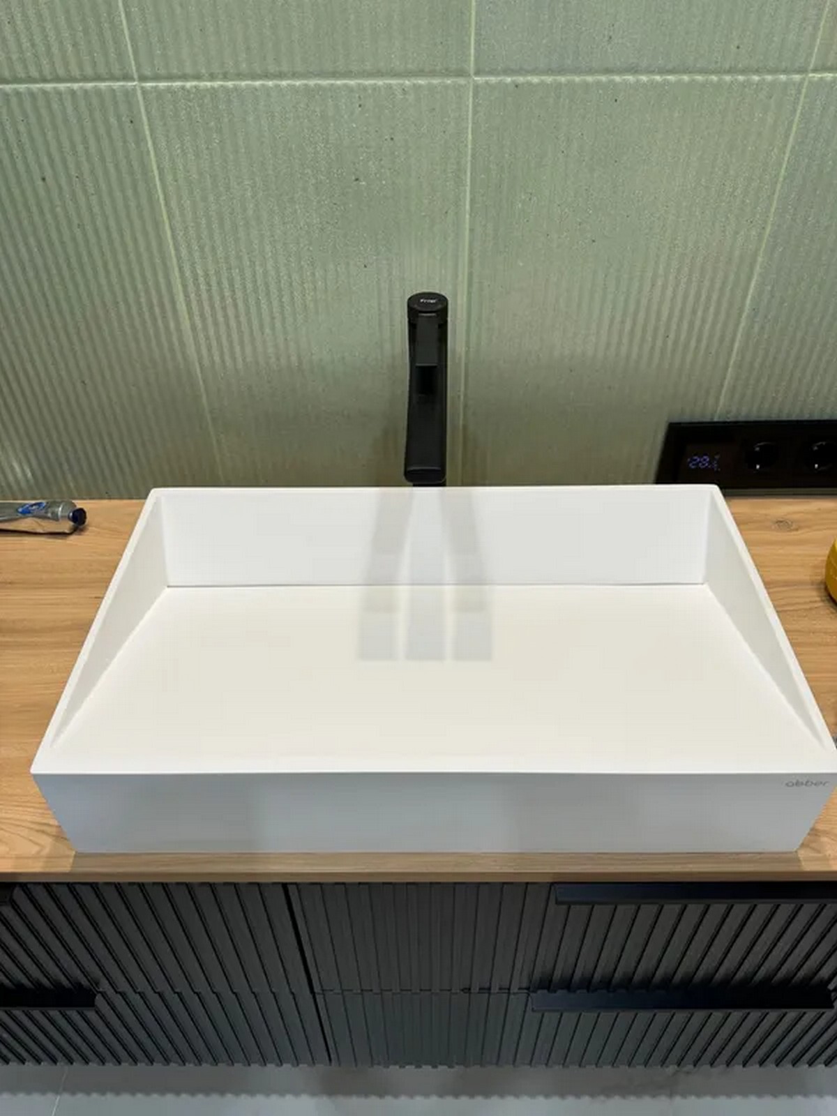 Раковина накладная Abber Stein AS2623 60x35x12 (белый матовый), искусственный камень