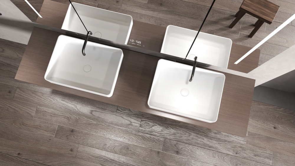 Раковина накладная Abber Stein AS2629 55x40x12.5 (белый матовый), искусственный камень