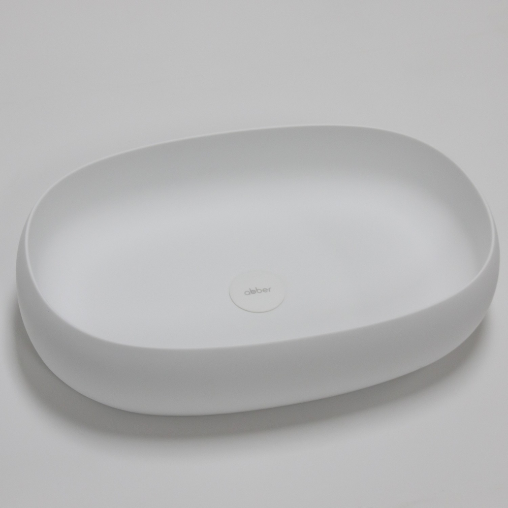 Раковина накладная Abber Stein AS2632 58x38x14 (белый матовый), искусственный камень