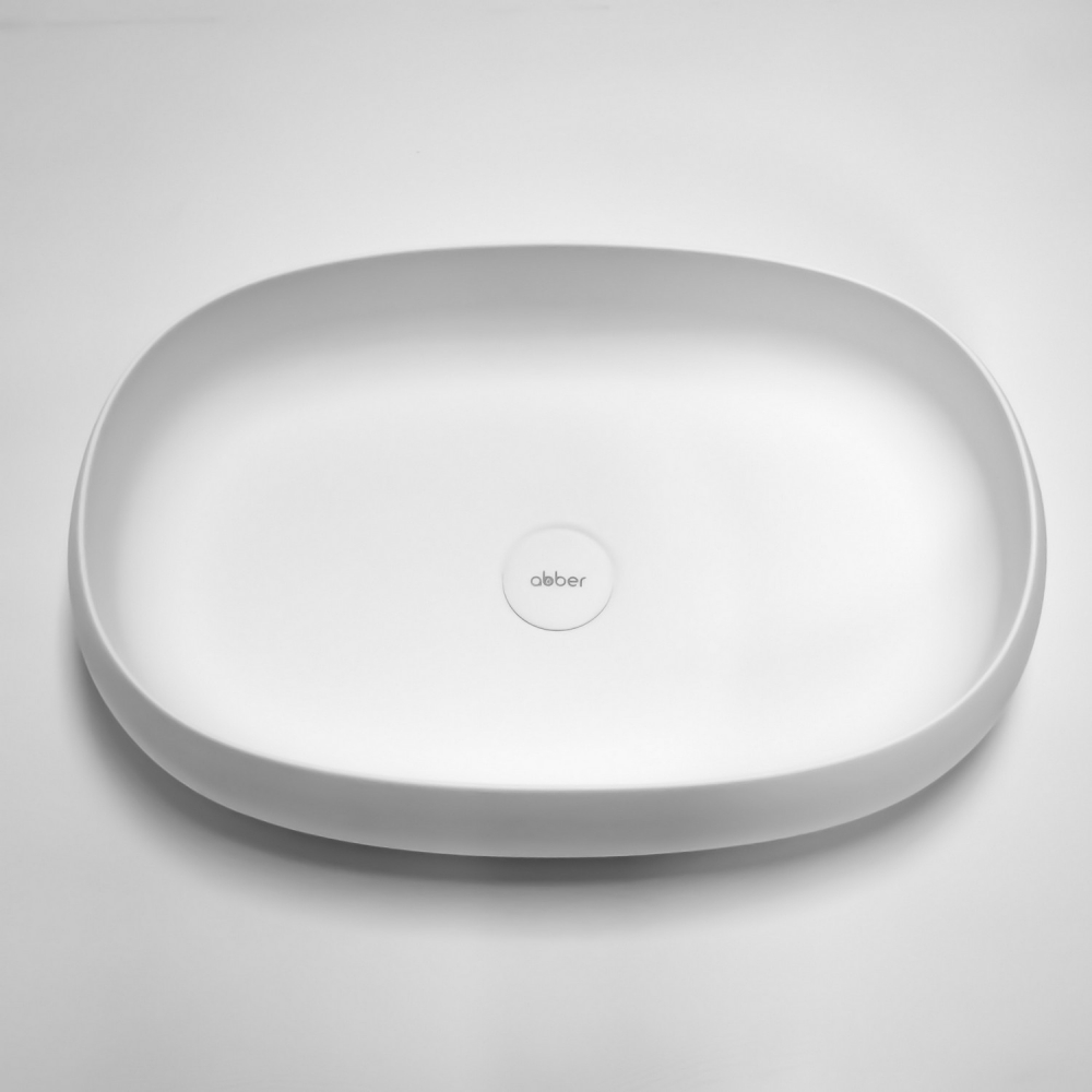 Раковина накладная Abber Stein AS2632 58x38x14 (белый матовый), искусственный камень