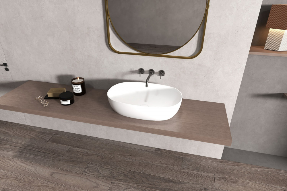 Раковина накладная Abber Stein AS2633 60x40x15 (белый матовый), искусственный камень