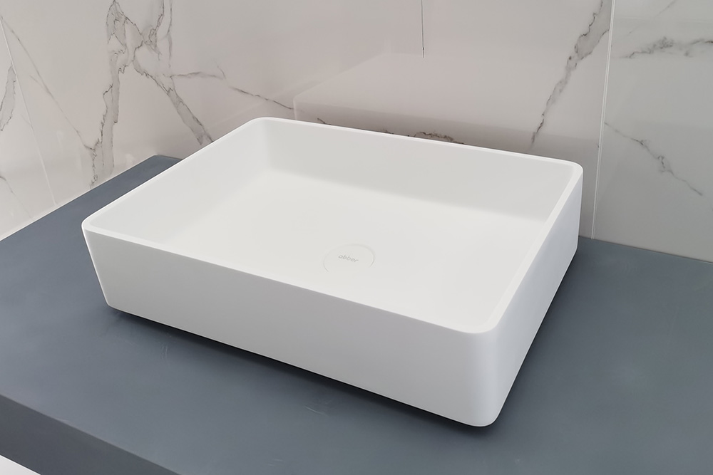 Раковина накладная Abber Stein AS2634 55x37,5x14 (белый матовый), искусственный камень