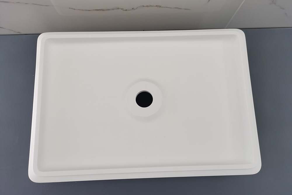 Раковина накладная Abber Stein AS2634 55x37,5x14 (белый матовый), искусственный камень