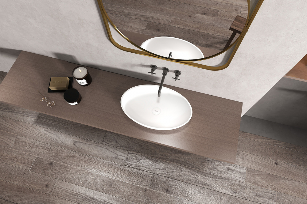 Раковина накладная Abber Stein AS2635 55x35x12 (белый матовый), искусственный камень