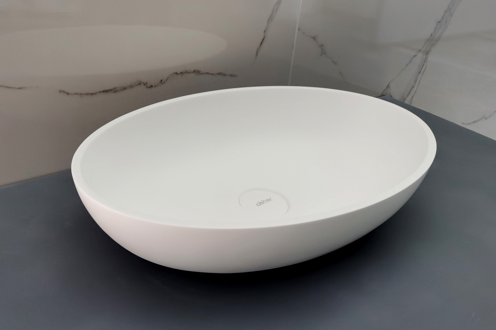 Раковина накладная Abber Stein AS2635 55x35x12 (белый матовый), искусственный камень