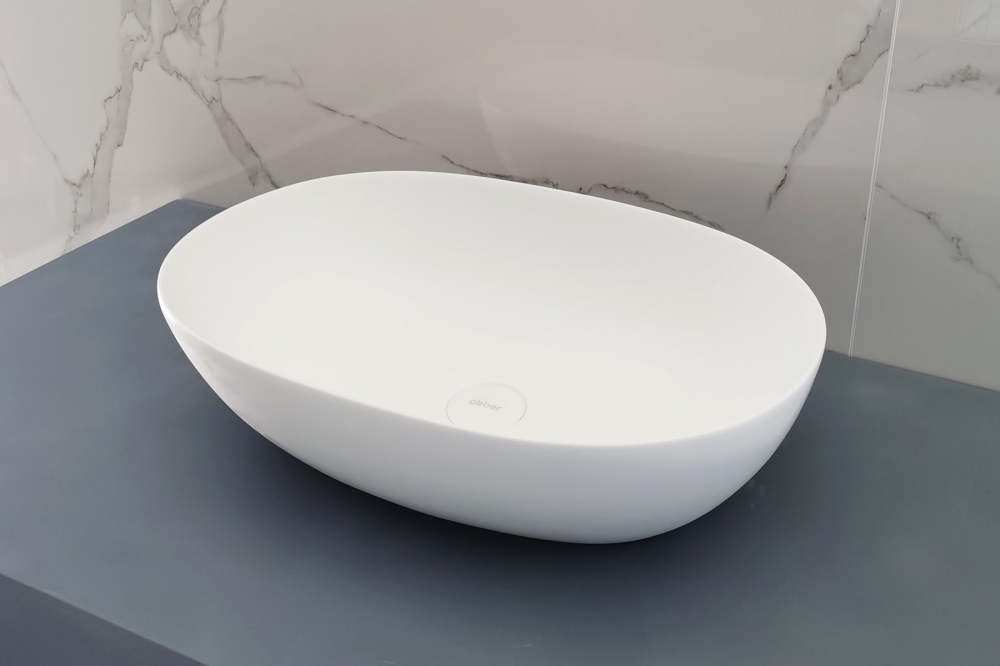 Раковина накладная Abber Stein AS2636 56x38x15 (белый матовый), искусственный камень