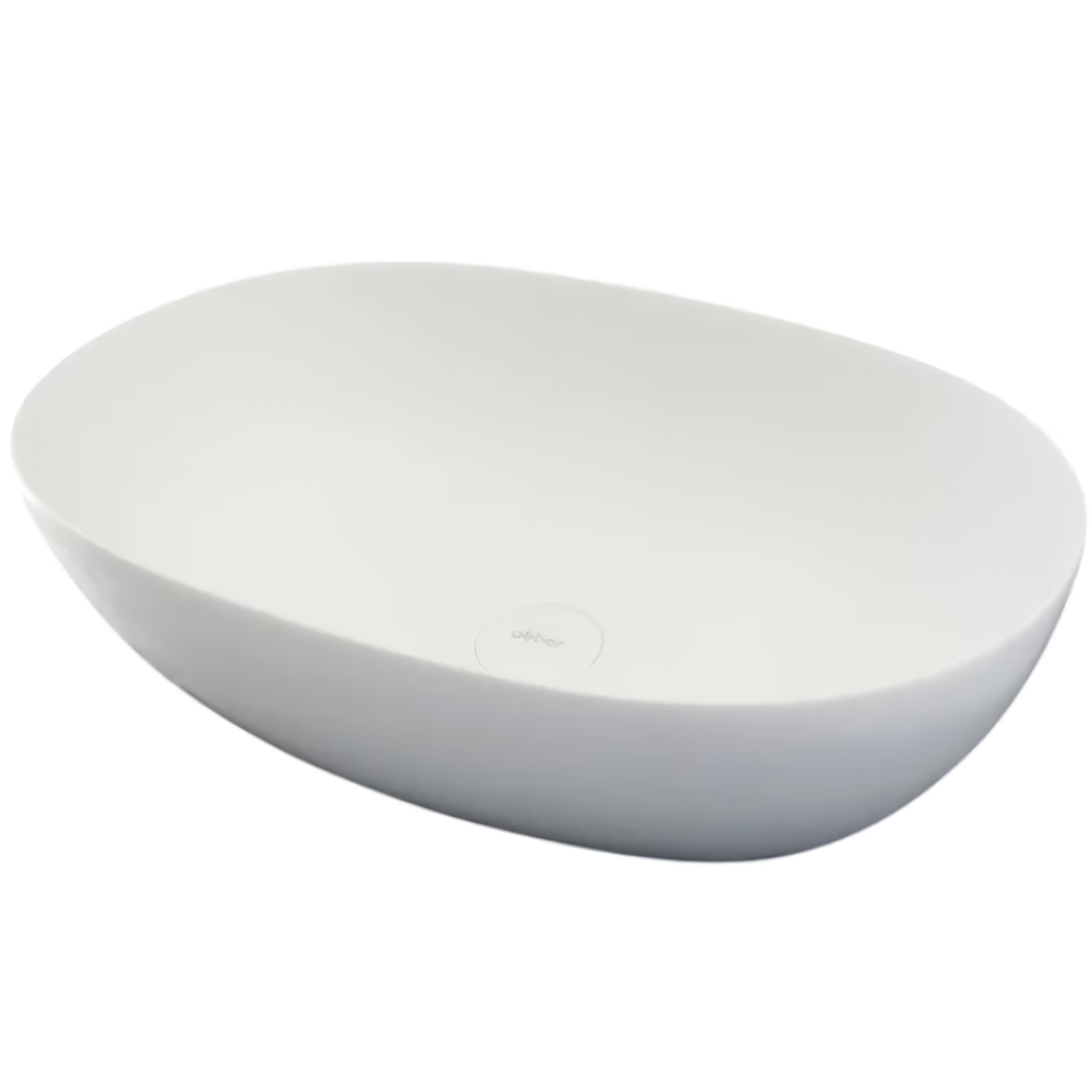 Раковина накладная Abber Stein AS2636 56x38x15 (белый матовый), искусственный камень