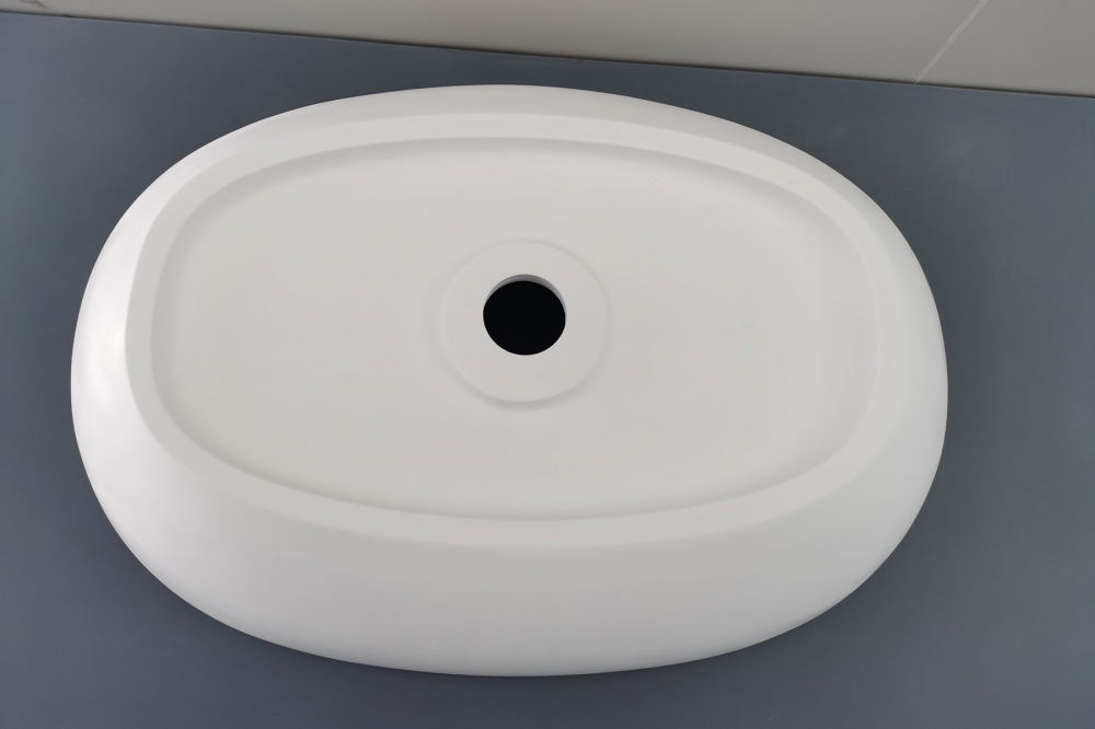 Раковина накладная Abber Stein AS2636 56x38x15 (белый матовый), искусственный камень