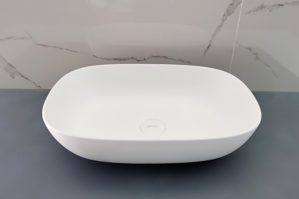 Раковина накладная Abber Stein AS2637 51,5x36x14 (белый матовый), искусственный камень