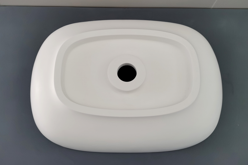 Раковина накладная Abber Stein AS2637 51,5x36x14 (белый матовый), искусственный камень