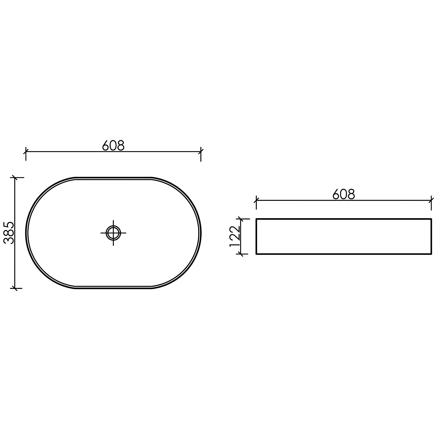 Раковина накладная Ceramicanova Element CN6048 60x38x12.2 (белый глянцевый), без донного клапана