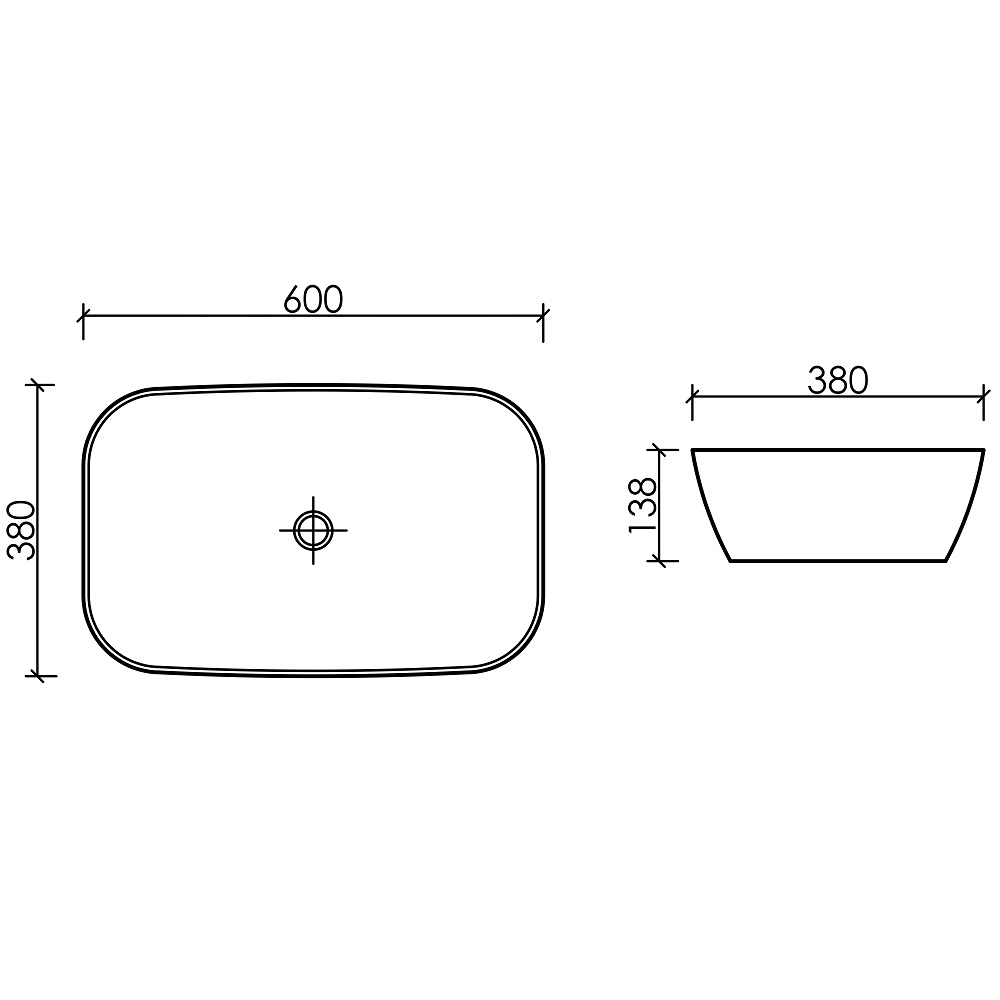 Раковина накладная Ceramicanova Element CN6049 60x38x13.8 (белый глянцевый), без донного клапана