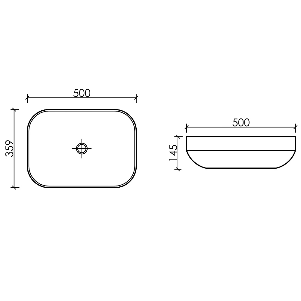 Раковина накладная Ceramicanova Element CN6055 50x35.9x14.5 (белый глянцевый), без донного клапана