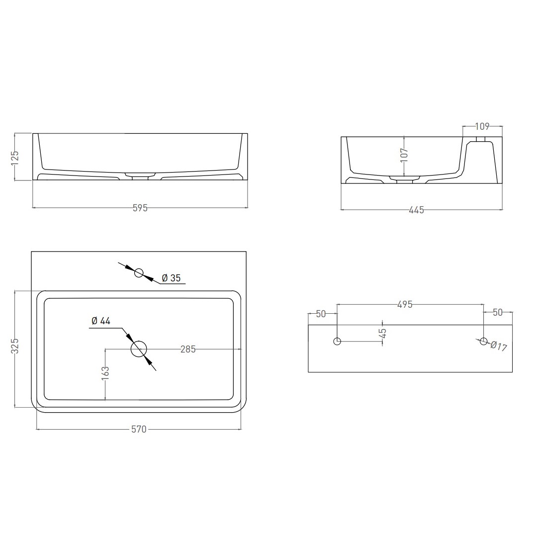 Раковина накладная Salini Ottavia S-Sense 1103101G 59.5x44.5x12.5 (белый глянцевый), без донного клапана