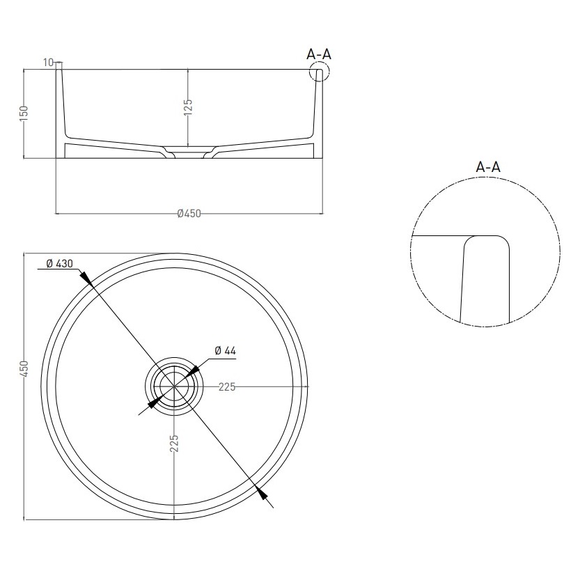 Раковина накладная Salini S-Sense Armonia 02 45x45x15 130112G (белый глянцевый), без донного клапана