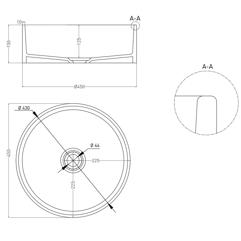 Раковина накладная Salini S-Sense Armonia 02 45x45x15 130112GRF (покраска полностью), без донного клапана