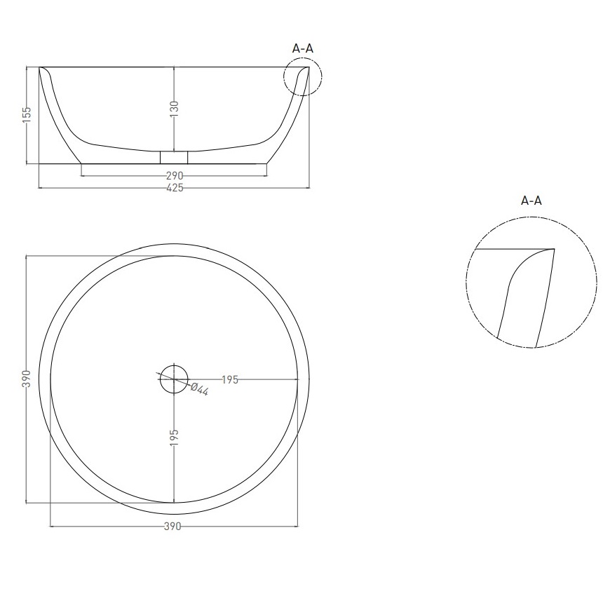 Раковина накладная Salini S-Stone Alda 02 1102210MRF 42.5х42.5х15.5 (покраска полностью), без донного клапана