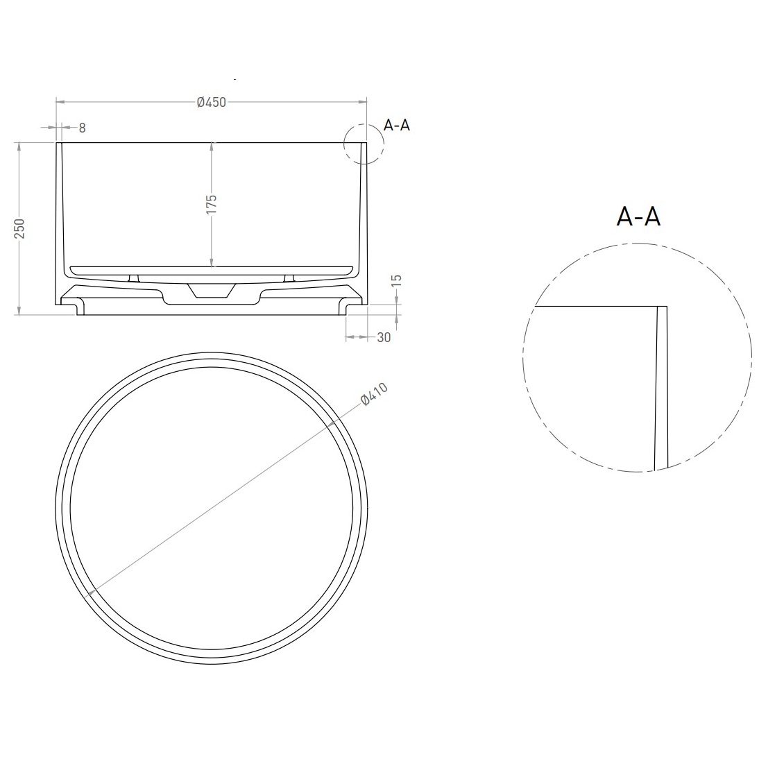 Раковина накладная Salini S-Sense Armonia Round 02 45x45x25 130412G (белый глянцевый), накладка в комплекте