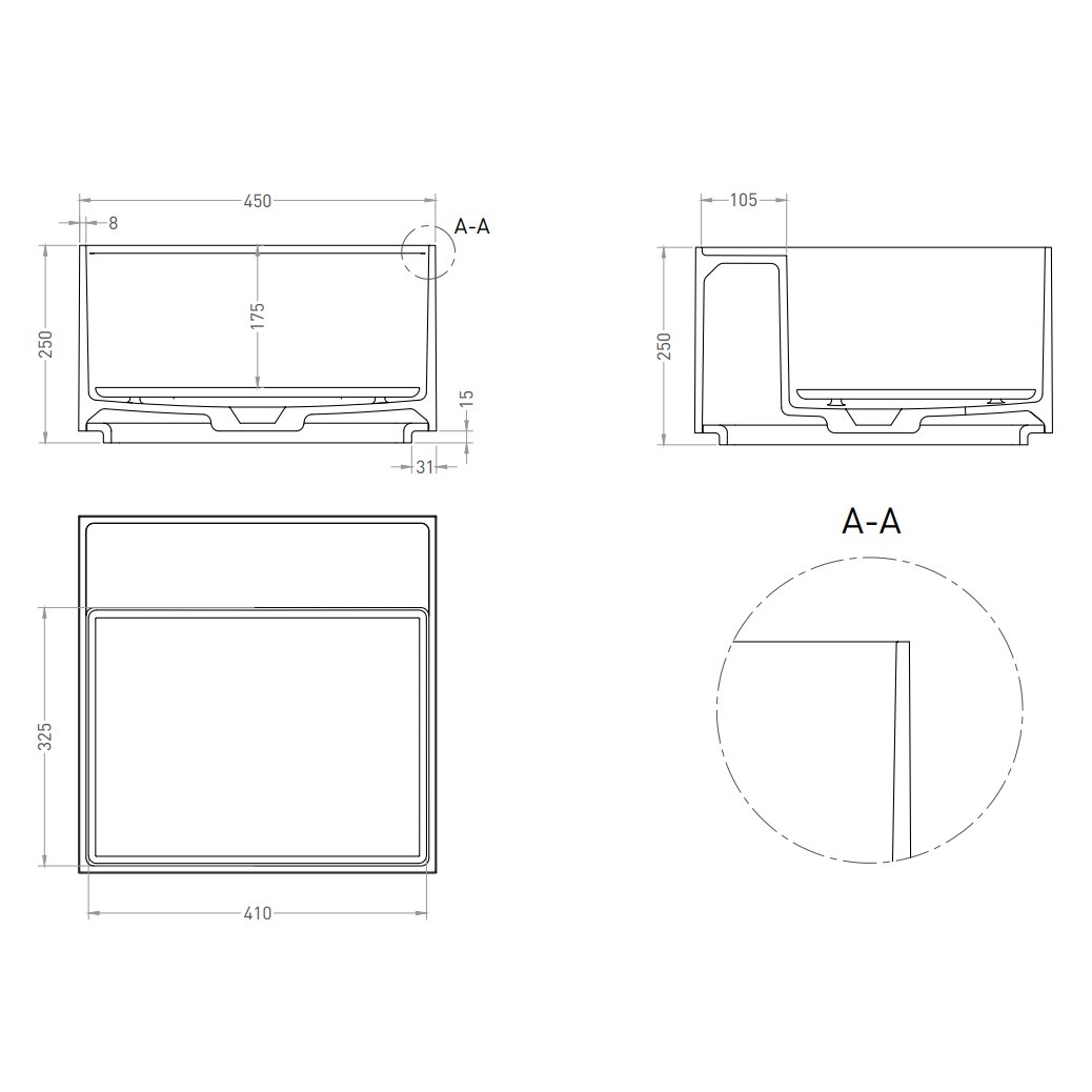 Раковина накладная Salini S-Stone Armonia Square 02 45x45x25 130522TM (белый матовый), накладка в комплекте, с полочкой