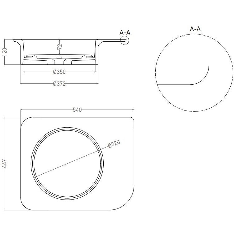 Раковина накладная Salini S-Stone Ninfea 02 110521MRF 54x44.7x12 (покраска полностью), донный клапан, сифон, накладка