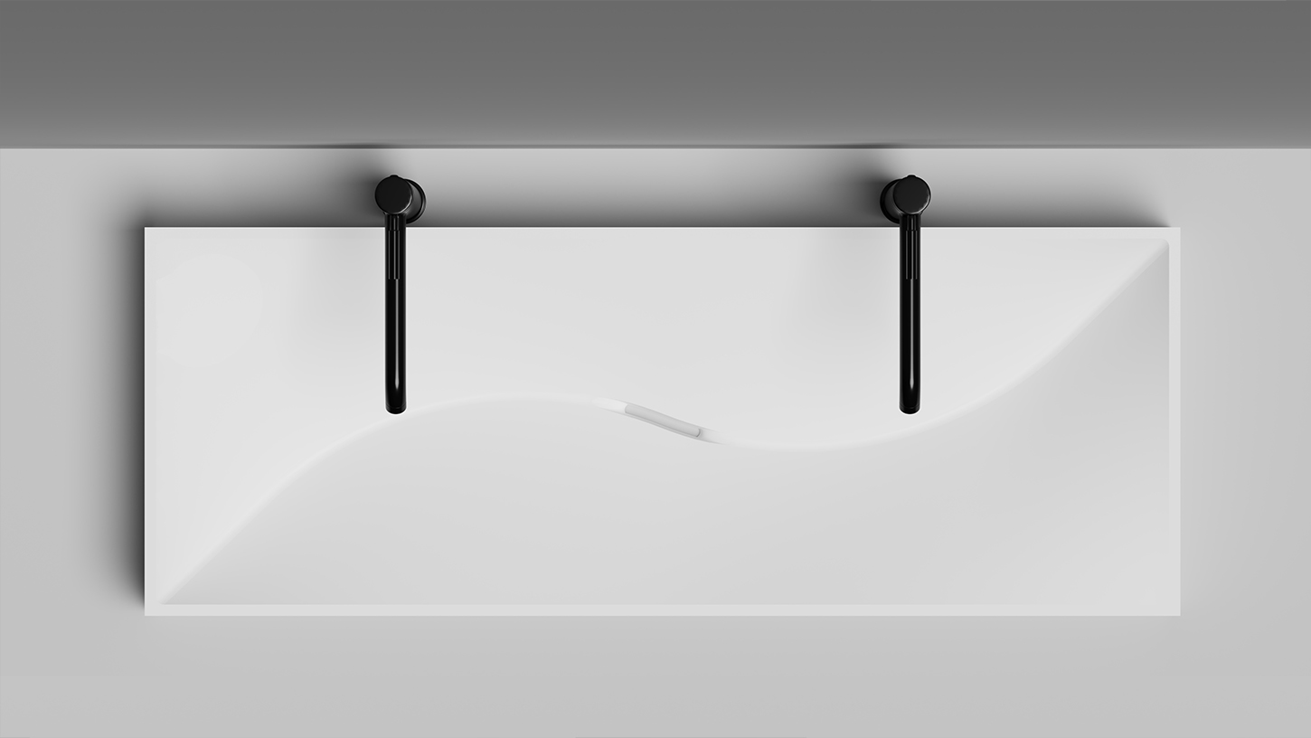 Раковина накладная Salini Sonata S-Stone 1401201MF 119.5x45x13 (покраска RAL полностью, матовый), без донного клапана, двойная