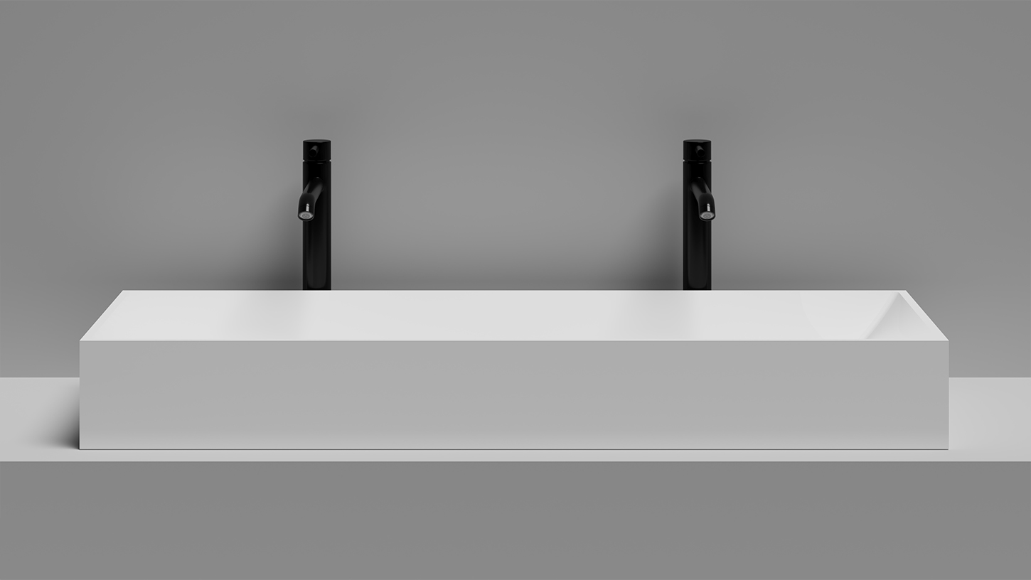 Раковина накладная Salini Sonata S-Stone 1401201MF 119.5x45x13 (покраска RAL полностью, матовый), без донного клапана, двойная