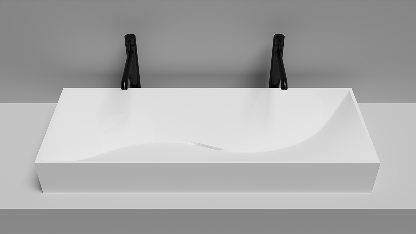 Раковина накладная Salini Sonata S-Stone 1401201MF 119.5x45x13 (покраска RAL полностью, матовый), без донного клапана, двойная