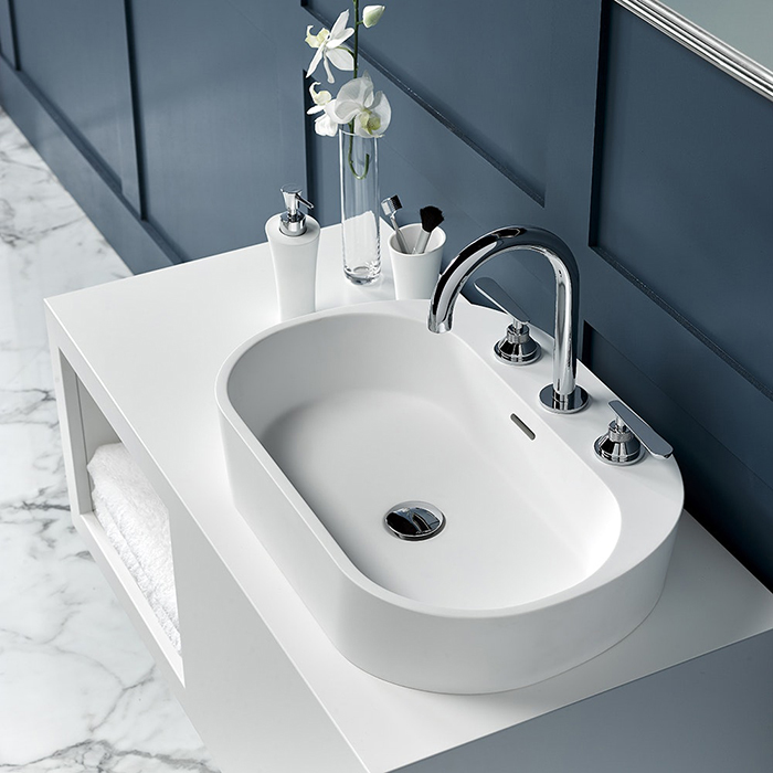 Раковина накладная THG Monceau B13-AS2-V590 60х41х12cм (белый матовый), слив-перелив