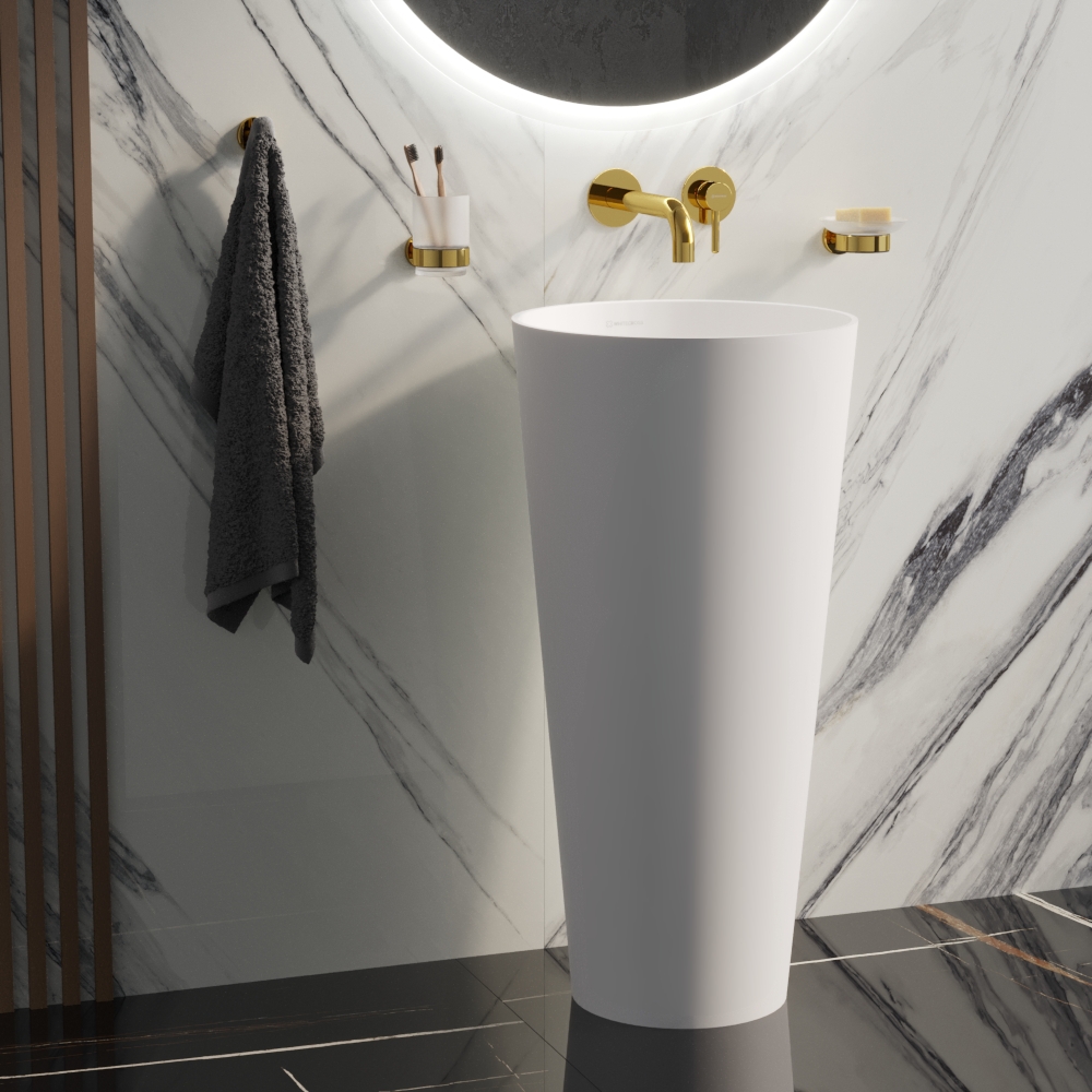 Раковина напольная 40.2x40.2x82.5 см, Whitecross Air D=40,5 0738.040040.200 (белый матовый), иск. камень