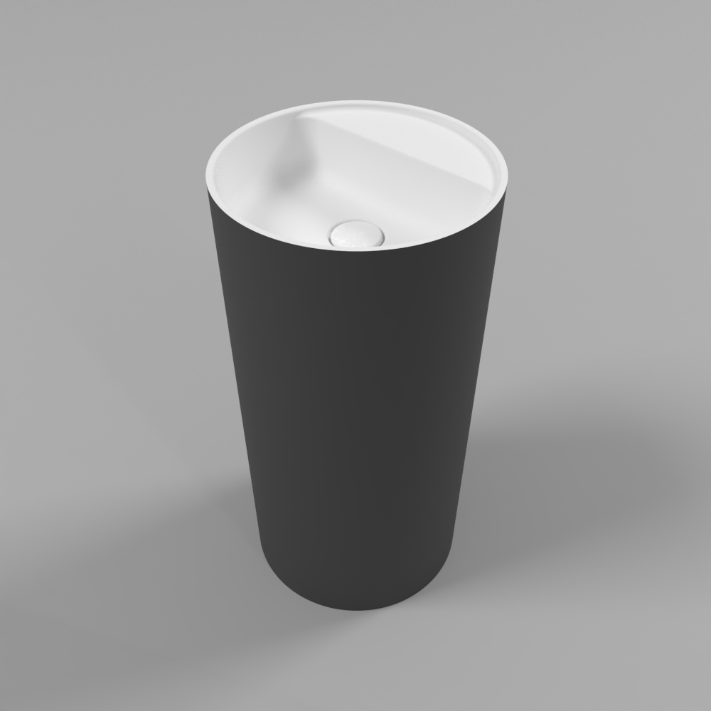 Раковина напольная 43x43x86 см, Whitecross Pantheon D=43 0708.043043.20100 (черный/белый матовый), иск. камень