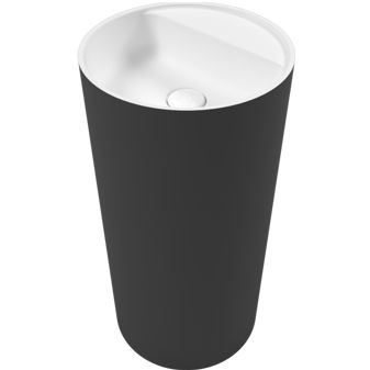 Раковина напольная 43x43x86 см, Whitecross Pantheon D=43 0708.043043.20100 (черный/белый матовый), иск. камень