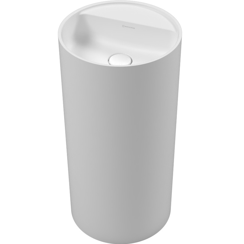 Раковина напольная 43x43x86 см, Whitecross Pantheon D=43 0708.043043.200S (белый матовый), иск. камень