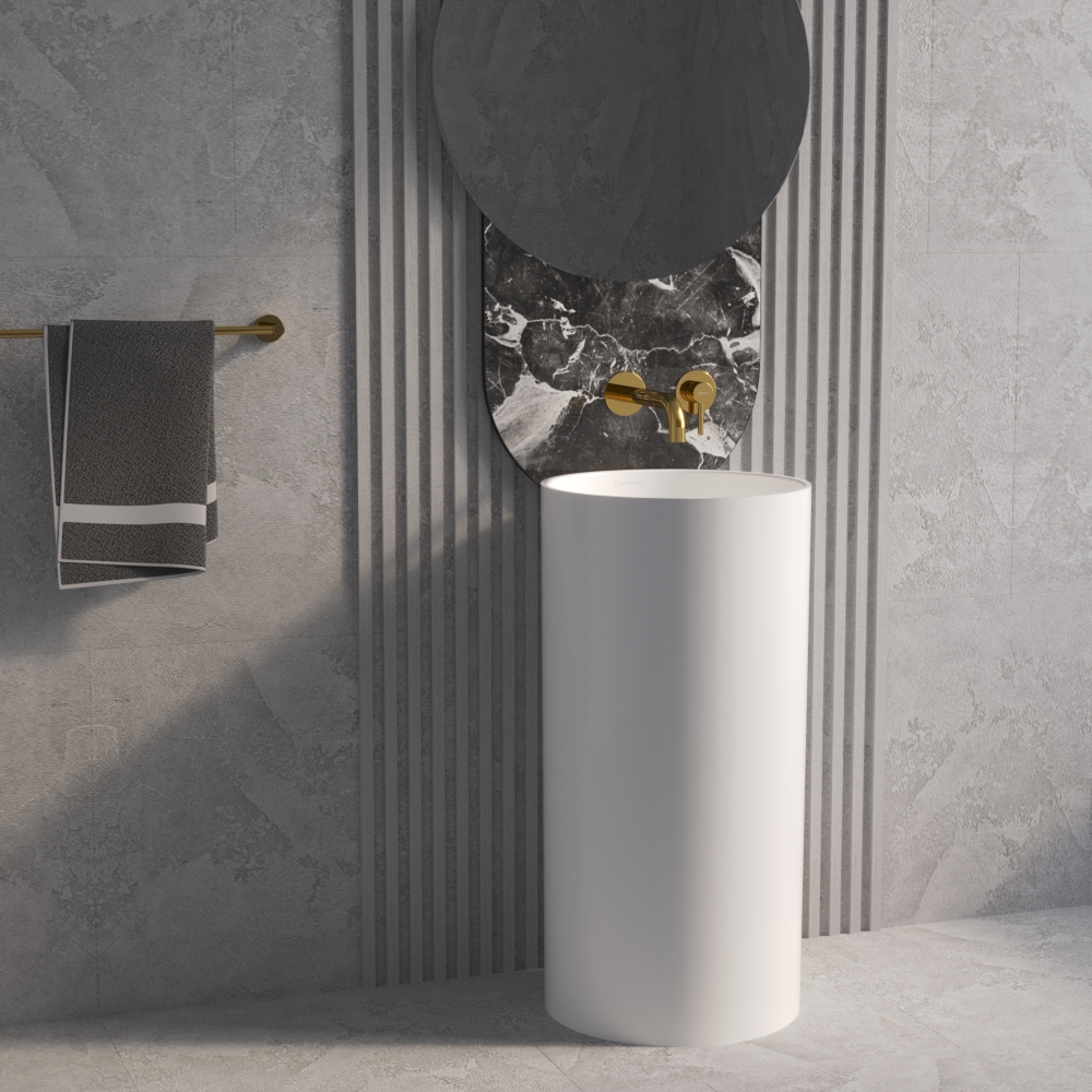 Раковина напольная 43x43x86 см, Whitecross Altar D=43 0737.043043.200S (белый матовый), иск. камень