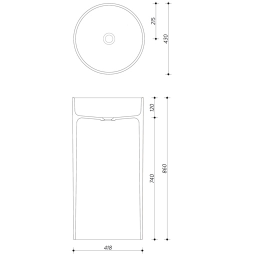 Раковина напольная 43x43x86 см, Whitecross Altar D=43 0737.043043.200S (белый матовый), иск. камень