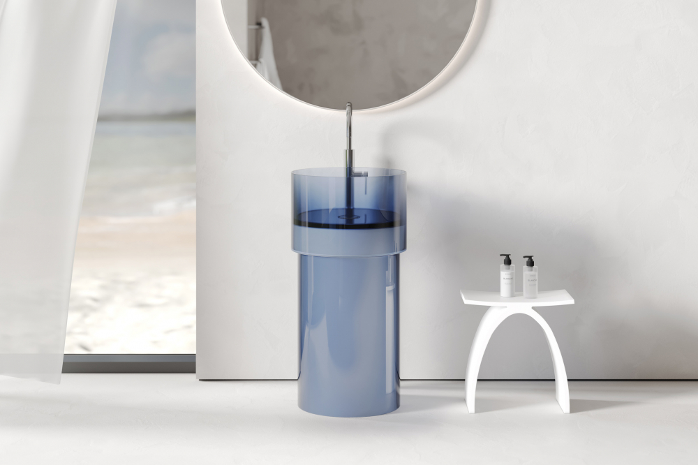 Раковина напольная Abber Kristall AT2701Saphir 45х45х90 (синий)