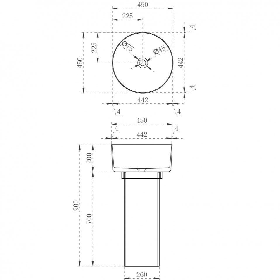 Раковина напольная Abber Kristall AT2702Saphir 45х45х90 (синий)