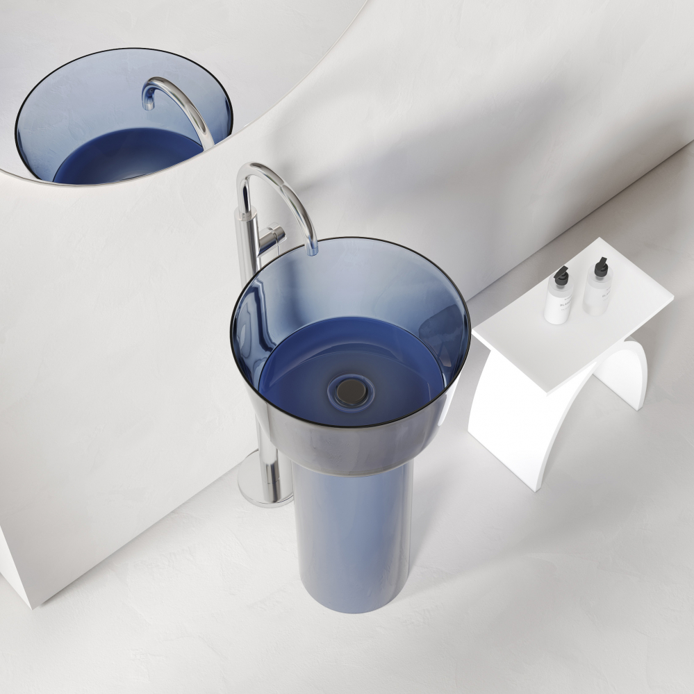 Раковина напольная Abber Kristall AT2702Saphir-H 45х45х90 (синий), с отверстием для монтажа