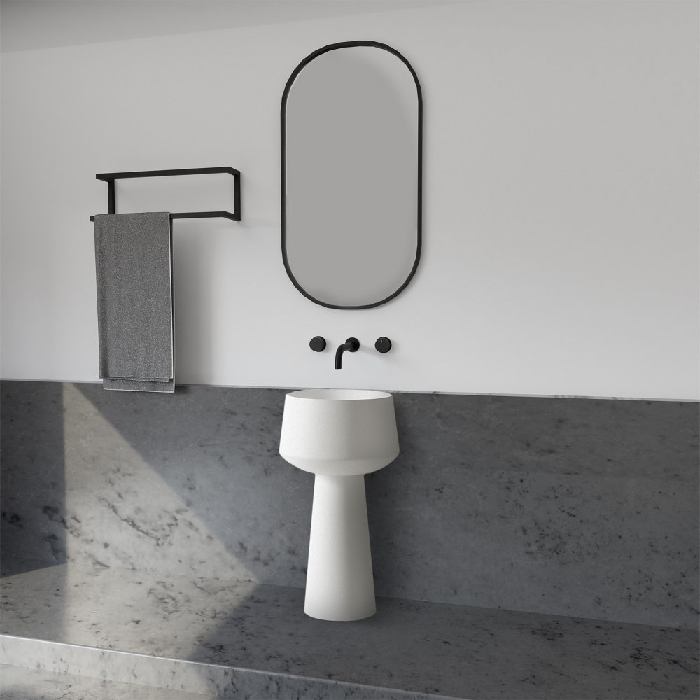 Раковина напольная Abber Stein AS2508 50x50x90 (белый матовый), искусственный камень