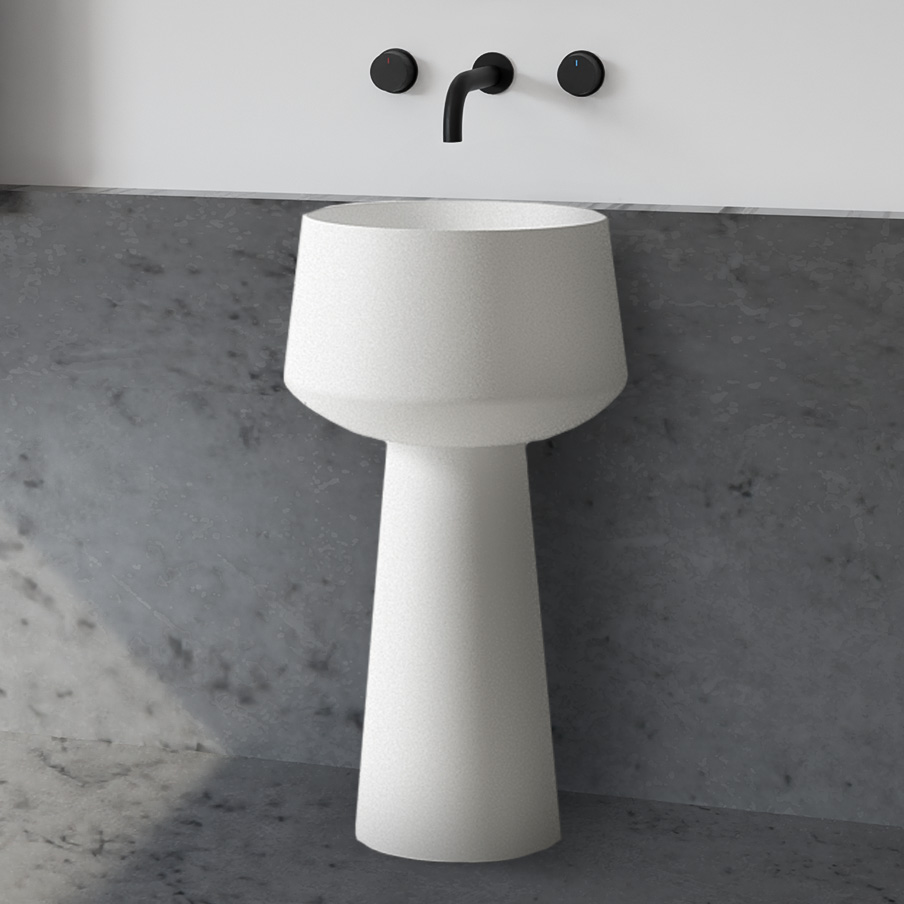 Раковина напольная Abber Stein AS2508 50x50x90 (белый матовый), искусственный камень