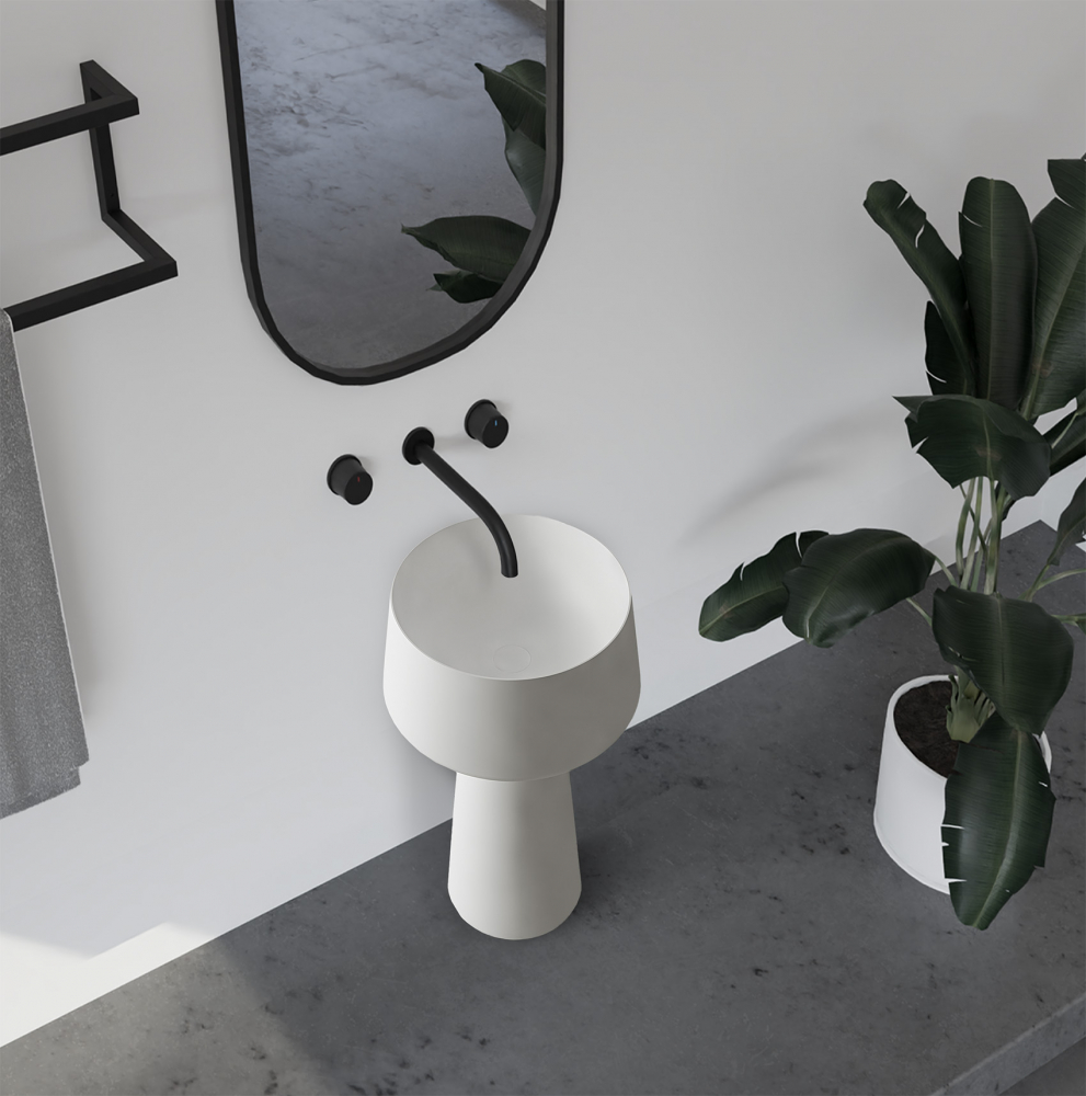 Раковина напольная Abber Stein AS2508 50x50x90 (белый матовый), искусственный камень