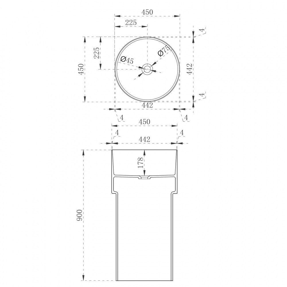 Раковина напольная Kristall Abber AT2701Aquamarin 45х45х90 (бирюзовый)