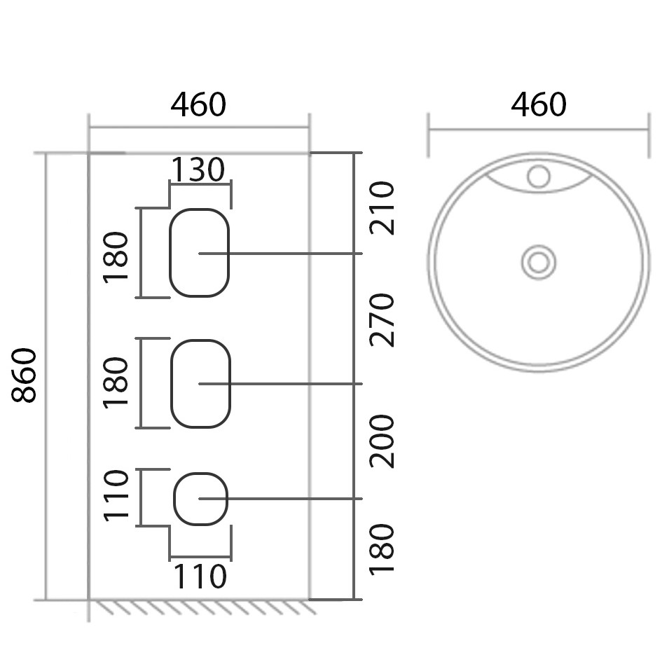 Раковина отдельностоящая Abber Bequem AC2132 46x46x86 (белый), с донным клапаном