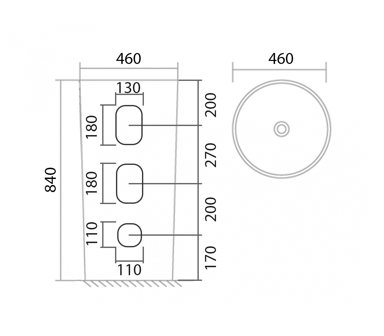 Раковина отдельностоящая Abber Bequem AC2133 46x46x84 (белый), с донным клапаном