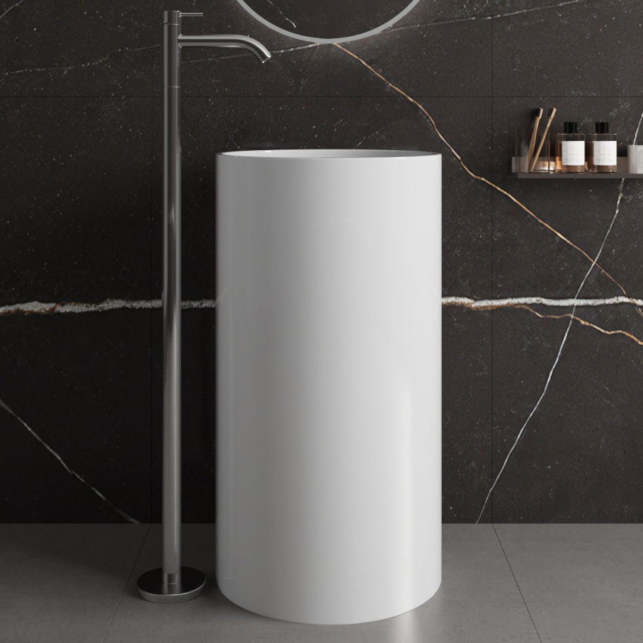 Раковина отдельностоящая Abber Bequem AC2133 46x46x84 (белый), с донным клапаном