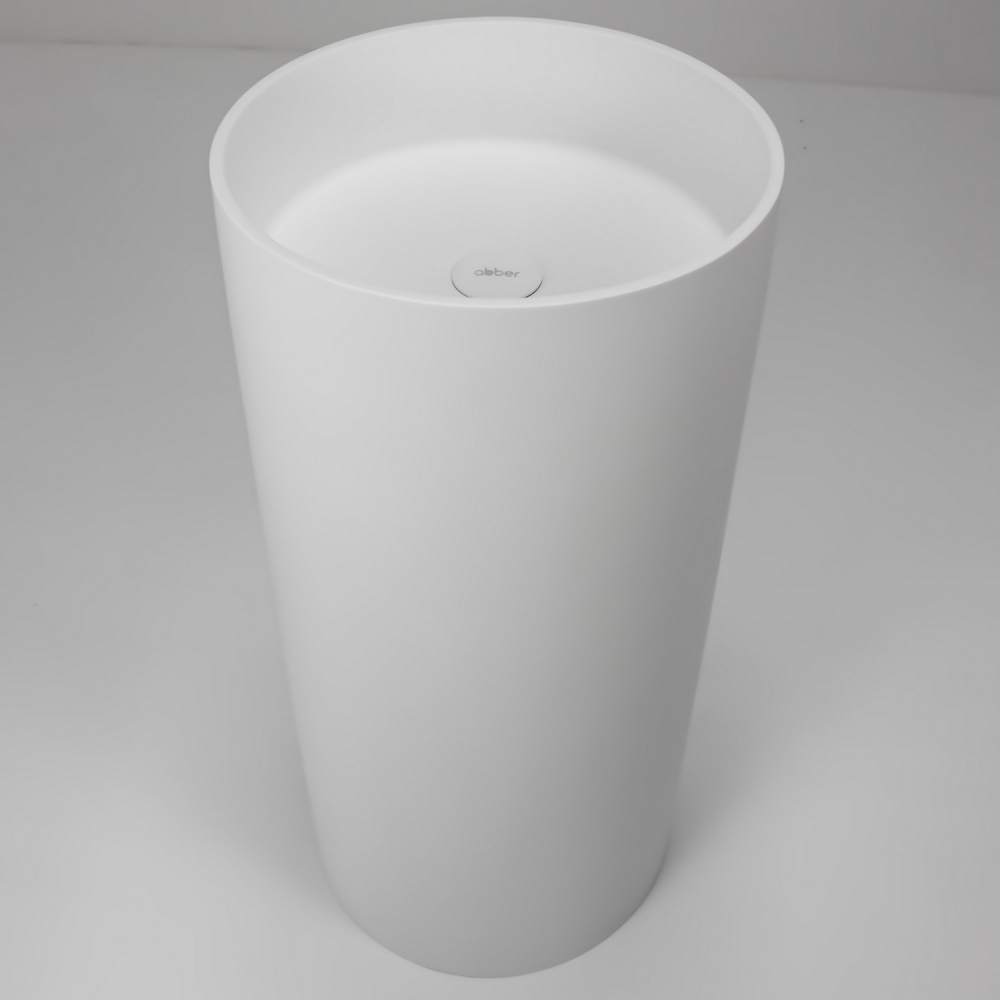 Раковина отдельностоящая Abber Stein AS2516 40x40x85 (белый матовый), искусственный камень