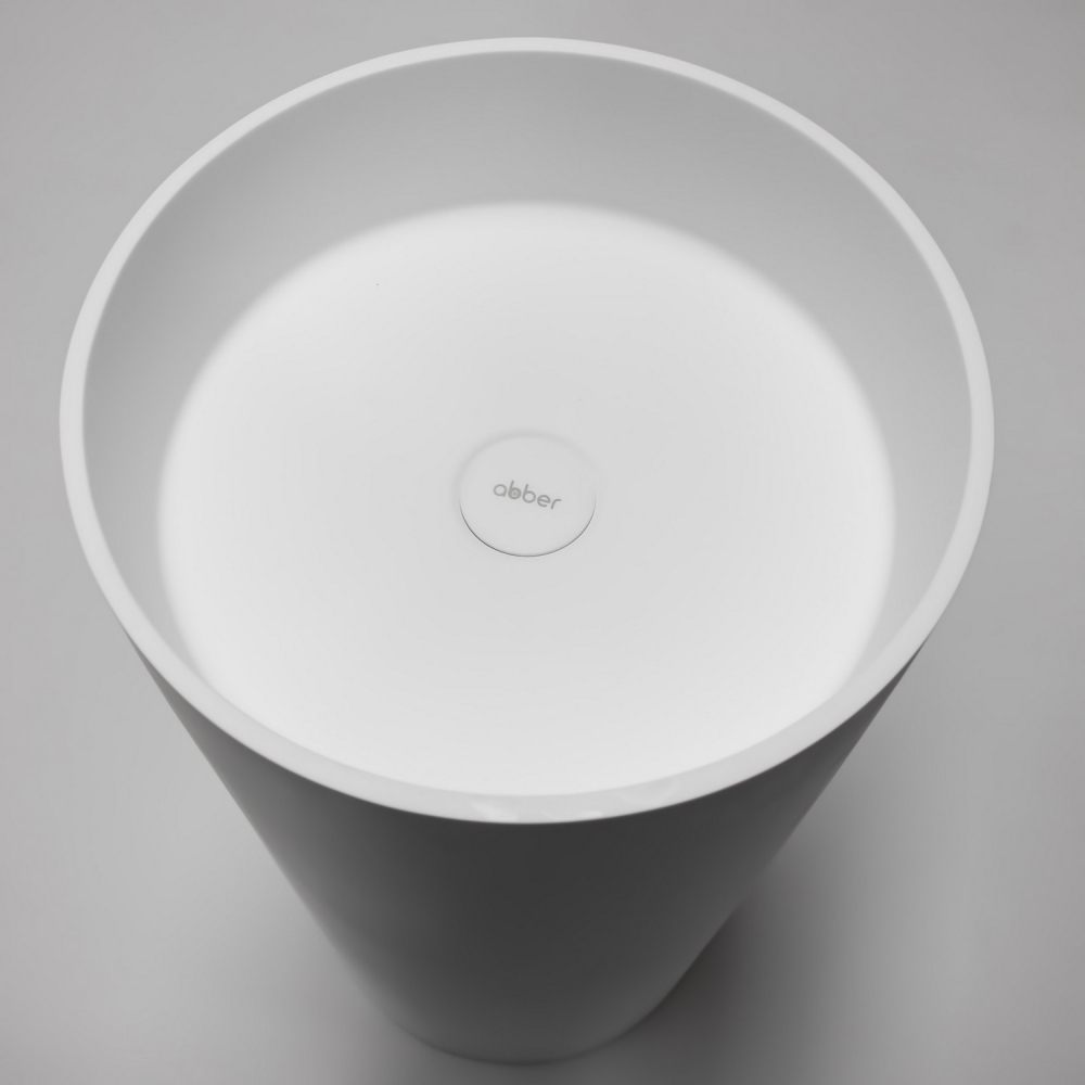 Раковина отдельностоящая Abber Stein AS2516 40x40x85 (белый матовый), искусственный камень