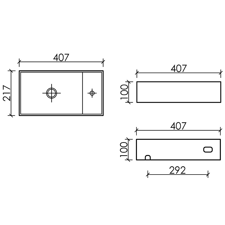 Раковина подвесная Ceramicanova Element CN6051LMB 40.7x21.7x10 (черный матовый), чаша слева