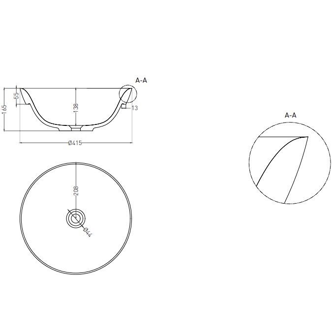 Раковина полувстраиваемая Salini Marea S-Stone 1802203M 41.5x41.5x16.5 (белый матовый), без донного клапана