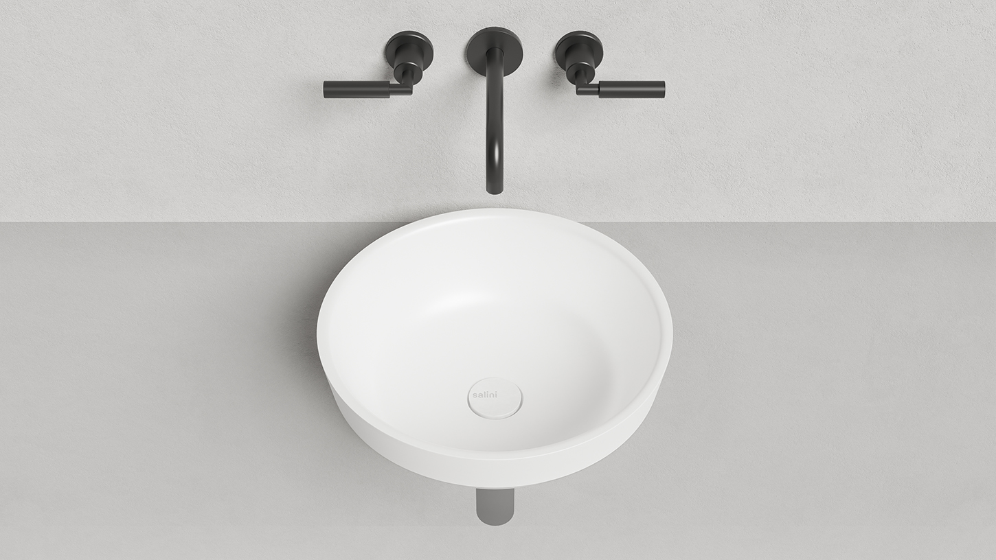 Раковина полувстраиваемая Salini Marea S-Stone 1802203M 41.5x41.5x16.5 (белый матовый), без донного клапана